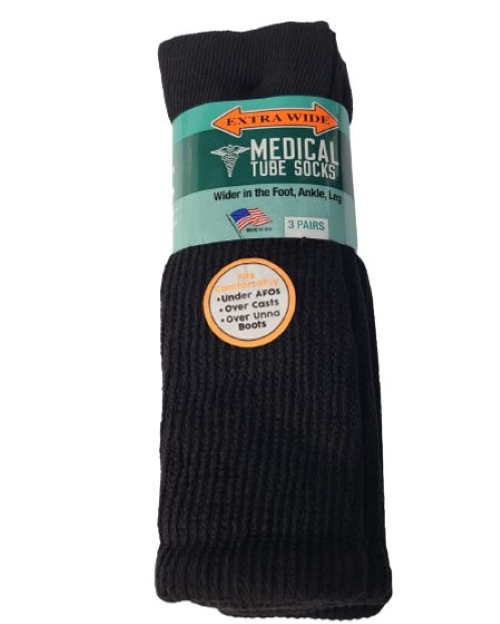 Extra Wide Comfort MEDICAL Tube Sock (3pack) 